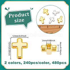 480色の不透明樹脂チャーム2個  クロス  ミックスカラー  15x12x4mm  穴：2mm  240個/カラー&nbsp;RESI-NB0002-18