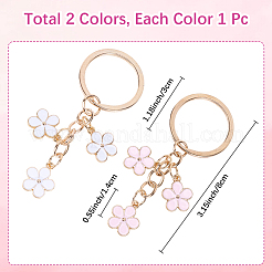 亜鉛合金キーホルダー2色2個  エナメル  花  ミックスカラー  8.2cm  1pc /カラー&nbsp;KEYC-CP0001-37