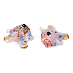 手作りランプワークビーズ  魚  ピンク  14.5~19x17~21.5x9~10mm  穴：1.2~1.4mm  約29~30個/連  17.32~18.50''（44~47センチメートル）&nbsp;LAMP-T023-16S