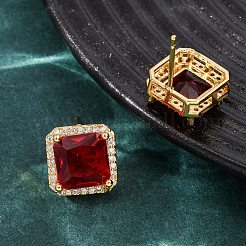 Brass Micro Pave Cubic Zirconia Stud Earrings for Women&nbsp;EJEW-F418-14G