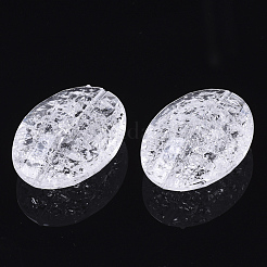 クリアクラックアクリルビーズ  オーバル  透明  32x23x11mm  穴：1.5mm  約130個/500g&nbsp;CACR-N003-33