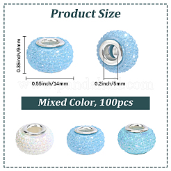 100cs Large Hole Resin European Beads&nbsp;RESI-PA0001-22A