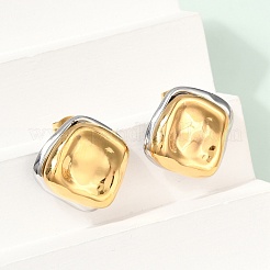 304ステンレススチールスタッドピアス  ゴールデン·ステンレス鋼色  菱形  20.5x21mm&nbsp;EJEW-U045-04D-GP