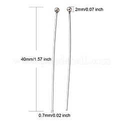 変色しにくい304ステンレススチール製ボールヘッドピン  ステンレス鋼色  40x0.7mm  21ゲージ  ヘッド：2mm&nbsp;STAS-K146-045-40x0.7mm