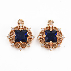 Rack Plating Brass Micro Pave Clear Cubic Zirconia Pendants&nbsp;KK-T060-61G-RS