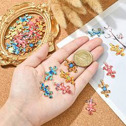 30本6色合金エナメルペンダント  ライトゴールド  ヤモリのチャーム  ミックスカラー  27x14.5x1.5mm  穴：1.6mm  5個/カラー&nbsp;ENAM-CJ0004-80