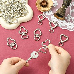 28種類のスタイルの合金製スイベルクラスプ7個  混合図形  プラチナ  41~46x26~31x4~6mm  穴：9.5~23mm  4個/スタイル&nbsp;FIND-CJ0005-59