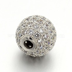 CZ Brass Micro Pave Cubic Zirconia Round Beads&nbsp;ZIRC-L017-01P
