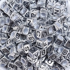 Antique Silver Plated Large Hole Acrylic European Beads&nbsp;PACR-Q099-01