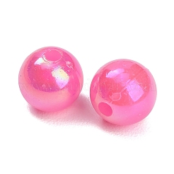 プラスチックビーズ  ラウンド  ABカラーメッキ  ショッキングピンク  12mm  穴：3mm  約609個/500g&nbsp;OACR-G058-01-02