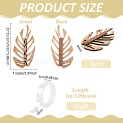 木製壁固定具クリップ6個  両面粘着剤付き  つる植物用  葉  バリーウッド  150~152x75.5x9mm&nbsp;AJEW-FG0005-96B