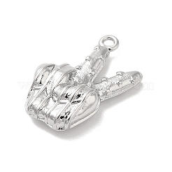 真鍮チャーム  カドミウムフリー＆ニッケルフリー＆鉛フリー  ラビアサイン  プラチナメッキ  19x14x5mm  穴：1.4mm&nbsp;KK-Z073-11P