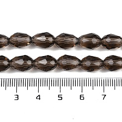 透明ガラスビーズ連売り  多面カット  ティアドロップ  ココナッツブラウン  5~6x4mm  穴：0.9mm  約65~67個/連  15.35~16.14インチ（39~41cm）&nbsp;EGLA-N013-T4mm-D27
