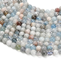 天然石アクアマリンビーズ連売り  ラウンド  スムーズ  6.5mm  穴：0.8mm  約60個/連  14.96''（38センチメートル）&nbsp;G-F591-29B-6mm-01
