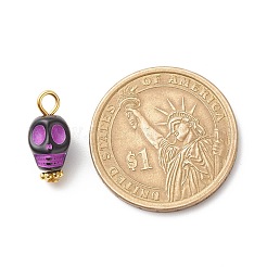 スカルアクリルパーツ  合金パーツ  ミックスカラー  ゴールドカラー  16x18x8mm  穴：2mm&nbsp;PALLOY-JF01757-02