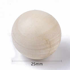 天然木製丸玉  DIY装飾木工ボール  未完成の木製の球  穴なし/ドリルなし  染色されていない  無鉛の  アンティークホワイト  24~25mm&nbsp;WOOD-T014-25mm