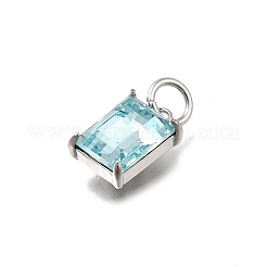 Rectangle Brass with Glass Charms&nbsp;KK-G525-05P