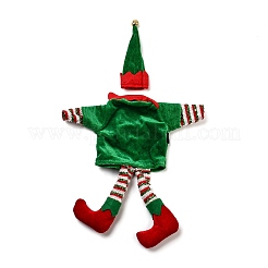 クリスマスの服フェルト布と鉄のワインボトルカバーの装飾  クリスマスパーティーの装飾用  グリーン  270x264x23.5mm&nbsp;LS-DJEW-K027-02B