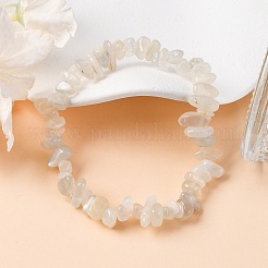 ナチュラルホワイトムーンストーンストレッチブレスレット  ナゲット  2-1/8インチ（5.5cm）&nbsp;X-BJEW-JB03681-09