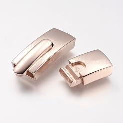 304ステンレススチール製バヨネット留め具  長方形  ローズゴールド  35.7x8.2x6mm  穴：6x4mm&nbsp;STAS-P158-01C-RG
