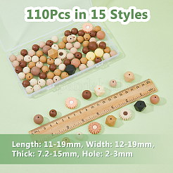 食品グレードの環境に優しいシリコーンビーズ  ラウンド/デイジー  ミックスカラー  11.5~19x7.2~14mm  穴：2~3mm  110個/箱&nbsp;SIL-DC0001-53