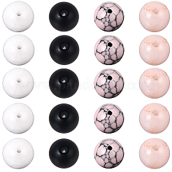 DIY Natural White Jade & Plum Blossom Jasper & Synthetic Black Stone & Turquoise Round Beads Bracelets Making Kits&nbsp;DIY-SC0030-27