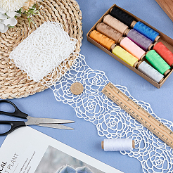 Polyester Lace Trim&nbsp;OCOR-WH0111-142B