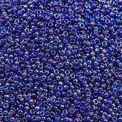 MIYUKIラウンドロカイユビーズ  日本製シードビーズ  （rr177)透明コバルトab  11/0  2x1.3mm  穴：0.8mm  約50000個/ポンド&nbsp;SEED-G007-RR0177