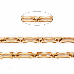 304ステンレススチールリンクチェーン  スプールで  溶接されていない  ニッケルフリー  18KGP本金メッキ  14x6x1.5mm  6.5x4.5x2mm  約32.81フィート（10m）/ロール&nbsp;CHS-T003-13G-NF