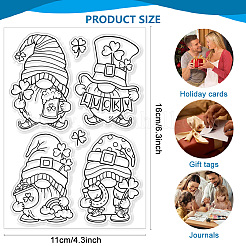 PVCプラスチッククリアスタンプ  DIYスクラップブッキング用  装飾的なフォトアルバム  カード作り  gnome  160x110mm&nbsp;DIY-WH0618-0024