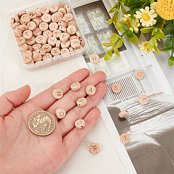 4 Sets Alphabet Undyed Wood Beads&nbsp;WOOD-OC0002-68