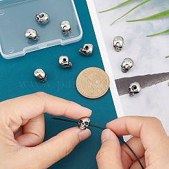 304ステンレススチールビーズ10個  スカル  アンティークシルバー  11x8x10mm  穴：2.5mm&nbsp;STAS-UN0043-85