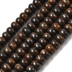 天然石ブロンザイトビーズ連売り  ロンデル  6.5~7x4~4.5mm  穴：0.8mm  約89個/連  15.35''（39センチメートル）&nbsp;G-A280-A16-01