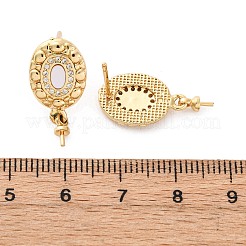 Brass Micro Pave Cubic Zirconia Shell Stud Earrings Findings&nbsp;KK-D363-10G