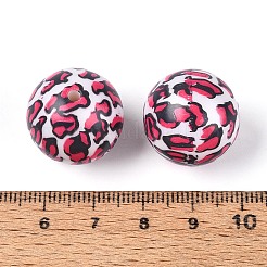 ABSプラスチックヒョウ柄ラウンドビーズ  カメリア  19.5~20mm  穴：2mm&nbsp;SACR-T017-75B-02