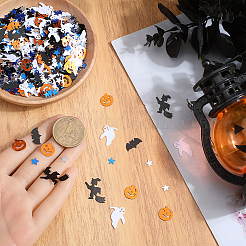 プラスチック製の紙吹雪  ハロウィンの装飾パーティーの好意のために  ミックスカラー  6~18.5x6~22.5x0.4mm&nbsp;DIY-SC0026-83A