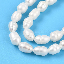 天然養殖淡水パールビーズ連売り  ライス  乳白色  5~8x3.5~4mm  穴：0.5mm  約58~61個/連  13.98~14.17''（35.5~36センチメートル）&nbsp;PEAR-N012-03R