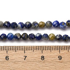 天然石ラピスラズリビーズ連売り  ラウンド  多面カット  4.5mm  穴：0.7mm  約87~88個/連  14.84''~15.04''（37.7~38.2センチメートル）&nbsp;G-RM2025-A41-4mm-A
