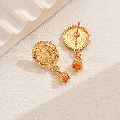 Vintage Flat Round Coin Brass Stud Earrings&nbsp;QH3726