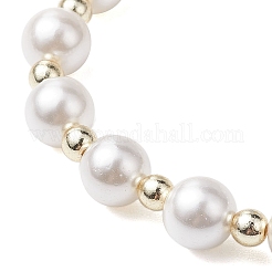 8mm ラウンドシェルパールビーズストレッチブレスレット  女性用 AB カラー ティアドロップ ガラス チャーム ブレスレット  フローラルホワイト  内径：2-1/8インチ（5.4cm）&nbsp;BJEW-JB10616