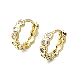 Brass Micro Pave Clear Cubic Zirconia Hoop Earrings&nbsp;EJEW-G473-06G