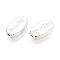 合金ビーズ  単語とオーバル  カドミウムフリーと鉛フリー＆ニッケルフリー  銀  10x6x3mm  穴：1mm&nbsp;TIBEB-D301-S-01