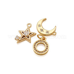 10Pcs 5 Style Brass Micro Pave Clear Cubic Zirconia Pendants&nbsp;ZIRC-BT0001-01G