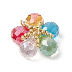 クリアガラスペンダント  花  304ステンレススチールの丸カンループ付き  カラフル  21x22x8mm  穴：3mm&nbsp;PALLOY-MZ00645-03