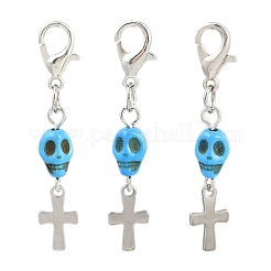 Synthetic Turquoise Skull Pendant Decorations&nbsp;HJEW-JM03808-02