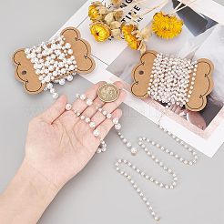 2mのABSプラスチックと4mのアクリルパールビーズチェーン  真鍮パーツ  溶接されていない  スプールで  ライトゴールド  ホワイトスモーク  3~8mm  4mm&nbsp;DIY-FH0004-33