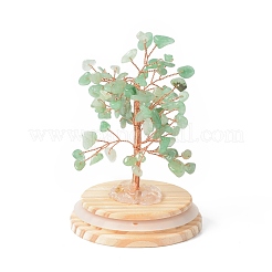 Natural Green Aventurine Chips Money Tree in Dome Glass Bell Jars with Wood Base Display Decorations&nbsp;DJEW-B007-04A