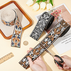 3Pcs 3 Colors Polyester Jacquard Flower Ribbon&nbsp;OCOR-BC0006-68