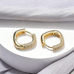 Brass Micro Pave Clear Cubic Zirconia Hoop Earrings&nbsp;EJEW-C182-07A-G