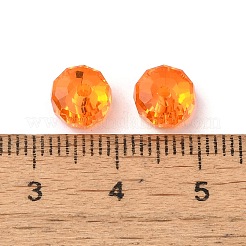 透明なガラスビーズを電気  多面カット  ABカラー  ロンデル  ダークオレンジ  7.5x4.5mm  穴：1.2mm&nbsp;EGLA-P061-06A-AB01